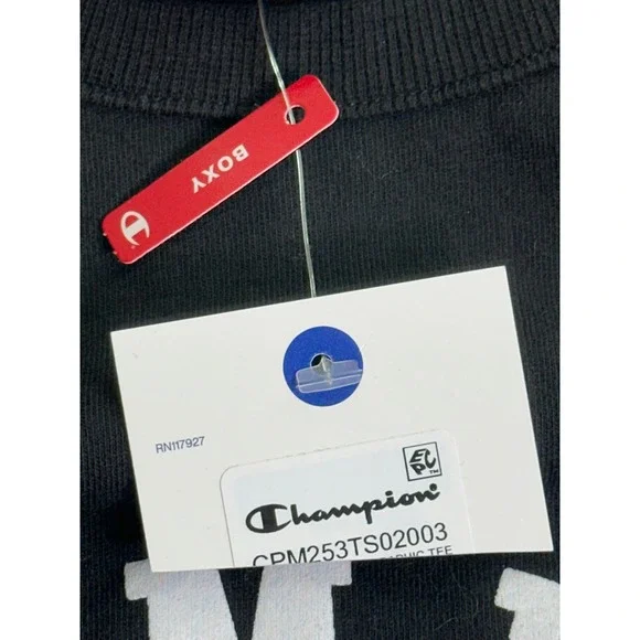 Champion Mens Boxy Graphic Tee Black Phys Ed Tiger Shirt Large Oversized - Picture 5 of 11